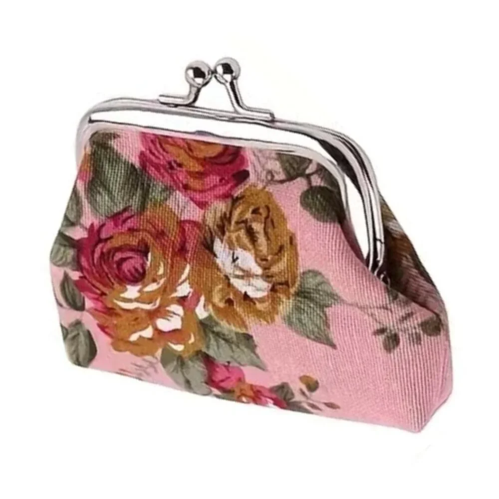 Victorian Rose Change Purse Bag French Kiss Clasp Storage Needlepoint Vibe Pink